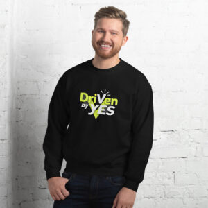 unisex-crew-neck-sweatshirt-black-front-6970ab8c1e772.jpg Ce sweatshirt Driven by YES combine douceur, style et message - Sweat Unisexe à Col Rond