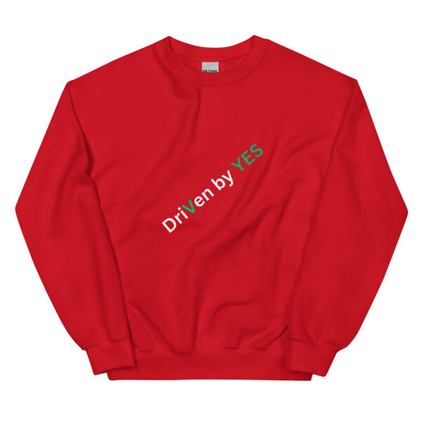 unisex-crew-neck-sweatshirt-red-front-697090e83d5f1.jpg Sweat Unisexe Driven by YES à Col Rond - Ce sweatshirt Driven by YES transforme le confort en force.